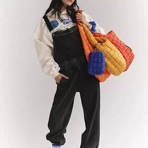 Free People Making It Overalls FP Movement Black Drawstring Jumpsuit L